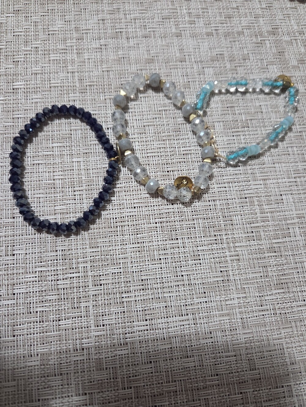 Erimish Stretch Bracelet Trio - Navy, Clear & Aqua